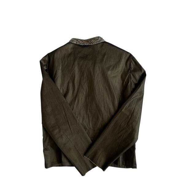 Tadashi Evening Jacket Brown Beaded Trim Ruched Crop Jacket Size 16 - Picture 11 of 15